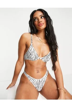 Free Society Mix and Match - Top bikini con ferretto con stampa zebrata monocromatica