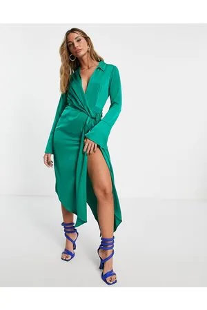 ASOS Vestito camicia midi in raso drappeggiato