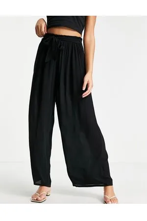 ASOS Pantaloni palazzo da spiaggia allacciati in vita neri