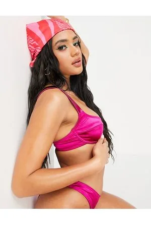 South Beach Top bikini con ferretto color prugna lucido