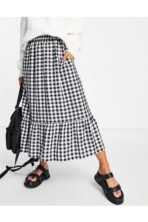 ASOS Gonna midi a balze con tasche e motivo a quadretti