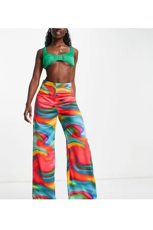 AsYou Pantaloni a fondo ampio con stampa astratta in coordinato