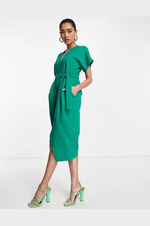 Closet Vestito avvolgente stile kimono smeraldo