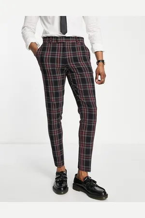 ASOS Pantaloni da abito skinny a quadri scozzesi, colore giallo evidenziatore