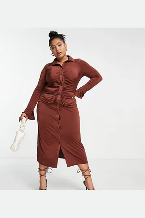 ASOS ASOS DESIGN Curve - Vestito camicia midi slim e sinuoso con arricciature
