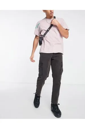 ASOS Pantaloni cargo stile affusolati in tela neri lavaggio acido