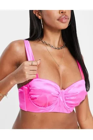 ASOS Coppe Grandi - Top bikini corto con ferretto in raso a specchio fluo