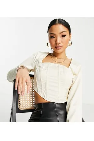 Missguided Corsetto in raso crema con cut-out