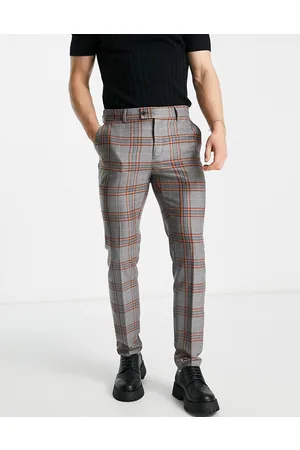 Bolongaro Pantaloni skinny grigi e arancioni a quadri