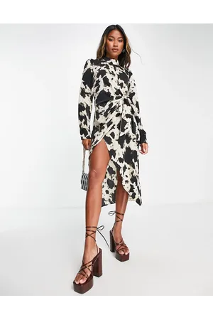 Object Vestito midi in raso con stampa animalier