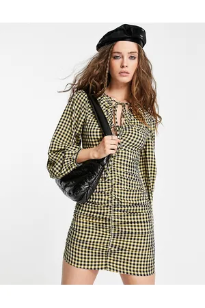 Topshop Vestito corto a quadri con arricciature
