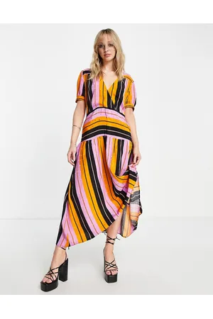 Topshop Vestito midi a righe jacquard