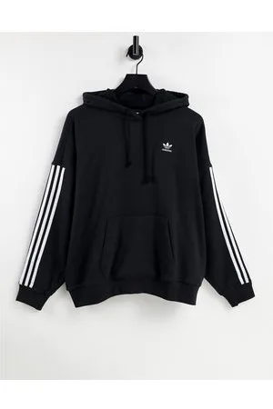 adidas Adicolor - Felpa con cappuccio con tre strisce nera