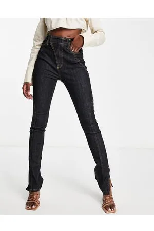 River Island Jeans skinny con cuciture sagomate e fondo con spacco, colore scuro