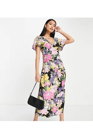VILA Esclusiva - Vestito midi con stampa a fiori vivace
