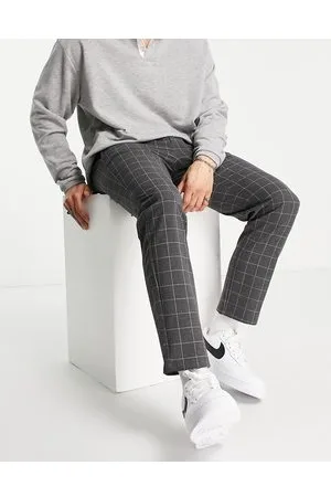 Pull&Bear Pantaloni slim neri a quadri