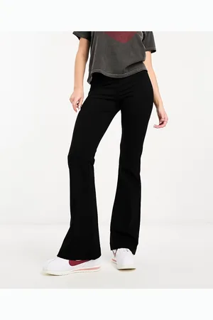 Pantalone zampa d' elefante nero elasticizzato donna elegante