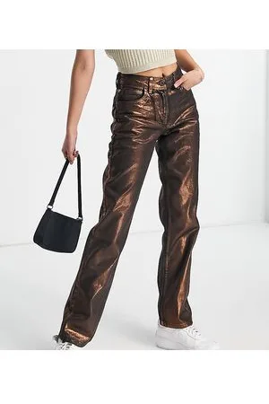 COLLUSION X005 - Jeans dritti a vita medio alta con rivestimento color bronzo