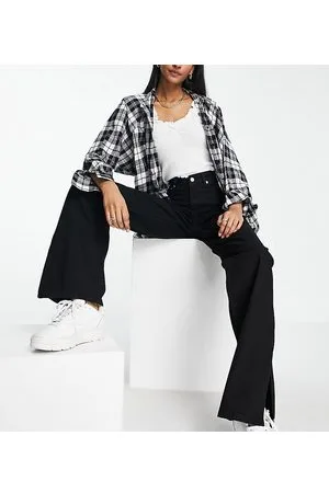 Dr Denim Dr. Denim Tall - Echo - Jeans neri a vita alta con fondo ampio e spacchi