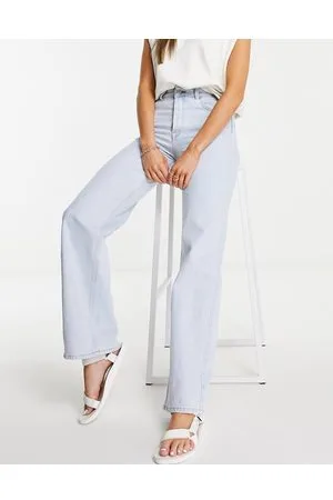SELECTED Femme - Jeans a vita alta con fondo ampio lavaggio chiaro