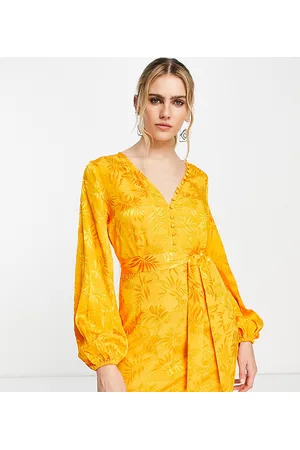 VILA Esclusiva - Vestito corto in jacquard effetto raso acceso con bottoni sul davanti