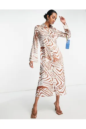 River Island Vestito midi animalier in raso