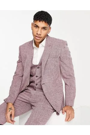 ASOS Wedding - Giacca da abito slim con tratteggio incrociato color ruggine