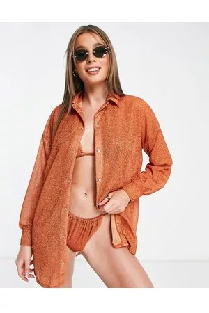 ASOS Camicia da mare color ruggine glitterato in coordinato