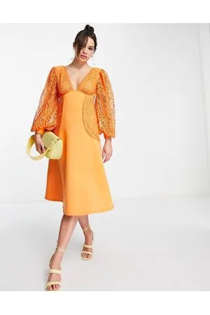 ASOS Vestito midi con maniche in pizzo, colore