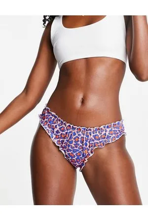 VERO MODA Slip bikini viola animalier con volant