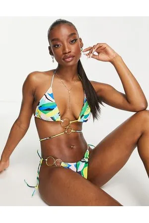 Candypants Slip bikini con laccetti con stampa astratta