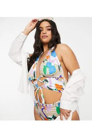 ASOS ASOS DESIGN Curve - Costume da bagno in pizzo con stampa a fiori