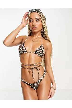 Motel Farida - Slip bikini sgambati con stampa geometrica stile anni 