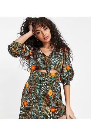 Topshop Vestito corto con motivo geometrico a fiori e cut-out