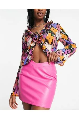Missyempire Missy Empire - Minigonna in pelle sintetica con davanti a V