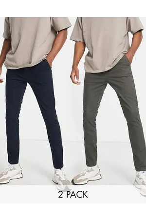 ASOS Confezione da 2 chino skinny color kaki e blu navy - Risparmia