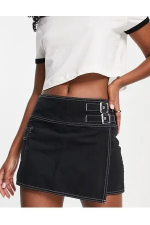 ASOS Gonna casual a portafoglio con fibbie nero slavato