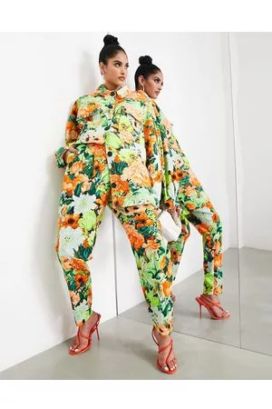 ASOS Pantaloni affusolati in cotone con stampa a fiori