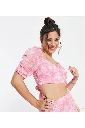 Miss Selfridge Petite - Top jacquard allacciato sul retro con dettaglio sul corpino