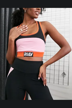 River Island Active - Reggiseno sportivo nero color block in coordinato