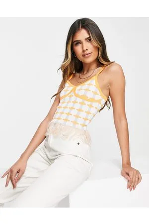 Urban Revivo Canotta in maglia con frange a quadri in coordinato
