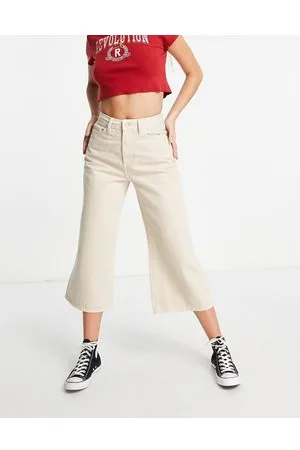 Miss Selfridge Jeans alla caviglia con fondo ampio color pietra