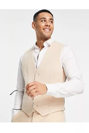 ASOS Wedding - Gilet da abito skinny in misto lana con trama a cesto