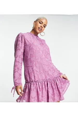 Little Mistress Vestito corto a maniche lunghe lilla con gonna con volant
