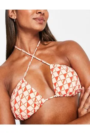 VERO MODA Mix & Match - Top bikini a triangolo con stampa fantasia, colore rosso e