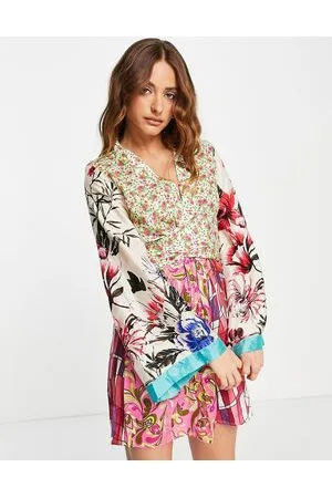 River Island Vestito corto avvolgente vivace con stampa mista a fiori