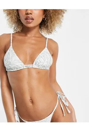 4th & Reckless Baker - Top bikini a triangolo color salvia zebrato