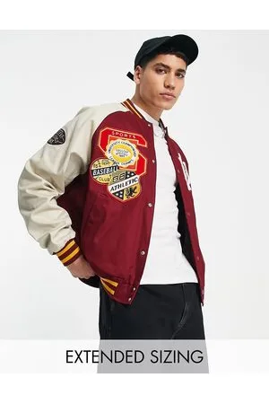 ASOS Giacca college oversize rossa con stemmi e maniche a contrasto