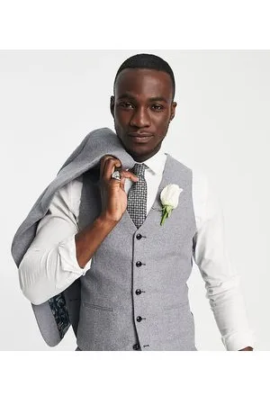Harry Brown Tall - Gilet da matrimonio slim in tweed