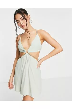 Trendyol Vestito corto con spalline sottili menta con cut-out